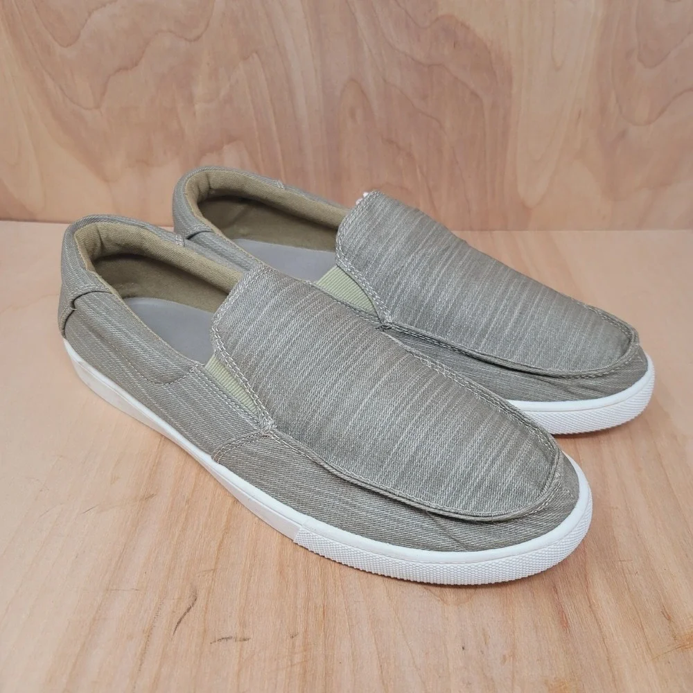 ALEADER Men's Loafers Sz 13 M Khaki Canvas Slip On Shoes Casual
